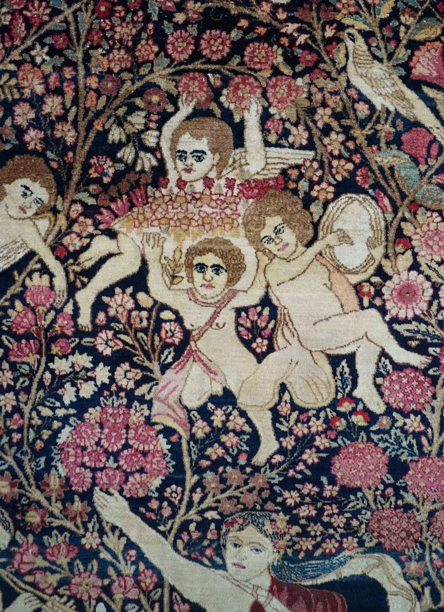 Antique Kerman Rug - Pictorial Persian Rug - Soor e Israfil
