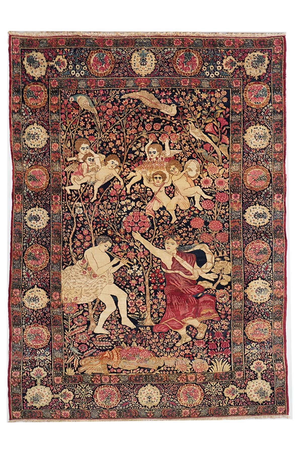Antique Kerman Rug - Pictorial Persian Rug - Soor e Israfil