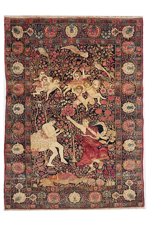 Antique Kerman Rug - Pictorial Persian Rug - Soor e Israfil