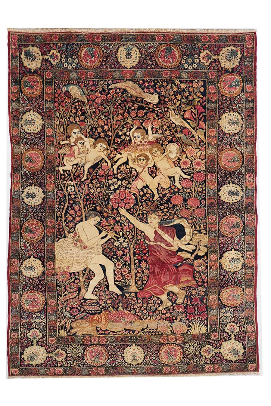 Antique Kerman Rug - Pictorial Persian Rug - Soor e Israfil