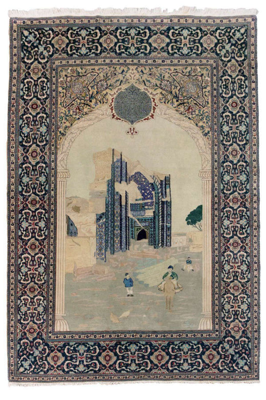 Tabriz Blue Mosque Rug - Antique & Collectible