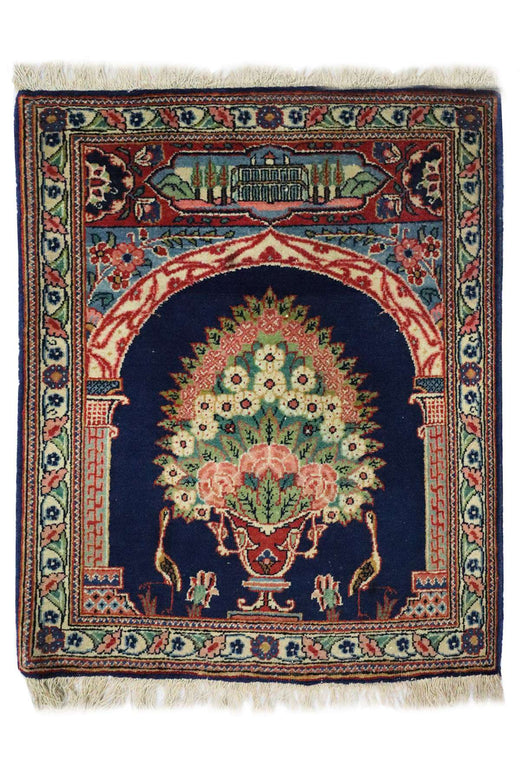 Antique Kashan Rug - Decorative Mini Rug