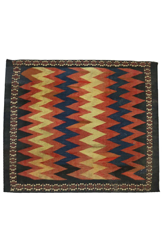 Retro Afshar Sofreh - Persian Flat-Weave Rug - 1.08 x 0.91 m