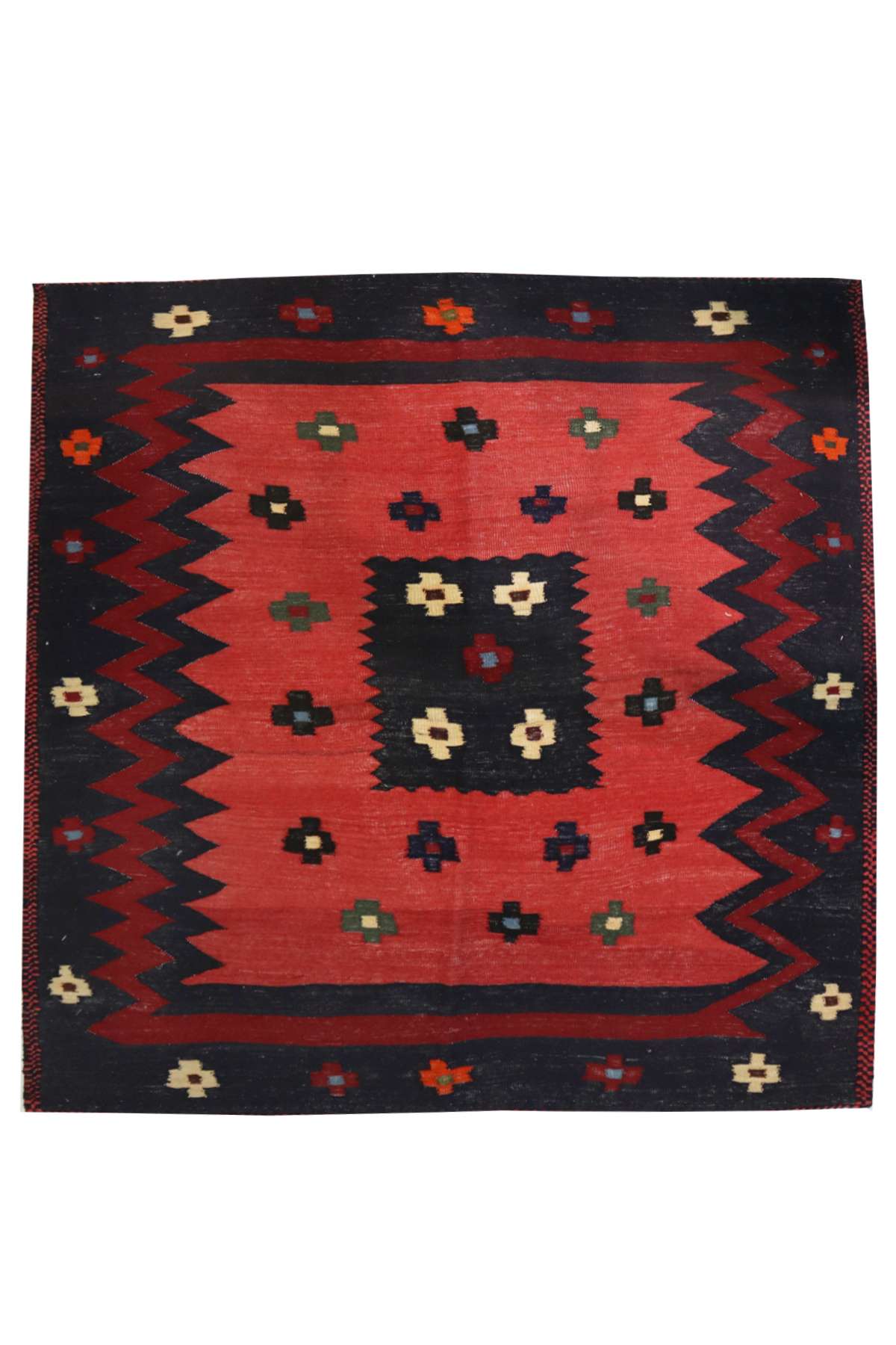 Vintage Persian Afshar Sofreh - Flat-Weave Rug - 1.3 x 1.3 m