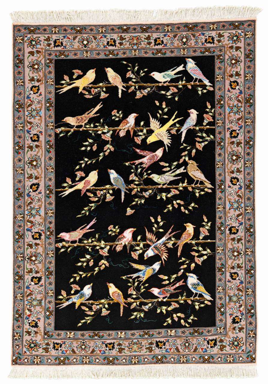 Fine Tabriz Rug - Bird Motifs with Silk