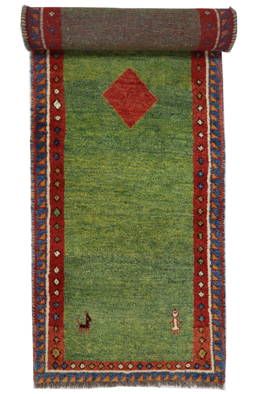 Gabbeh Runner Green Tones - 2.8 x 0.95 m