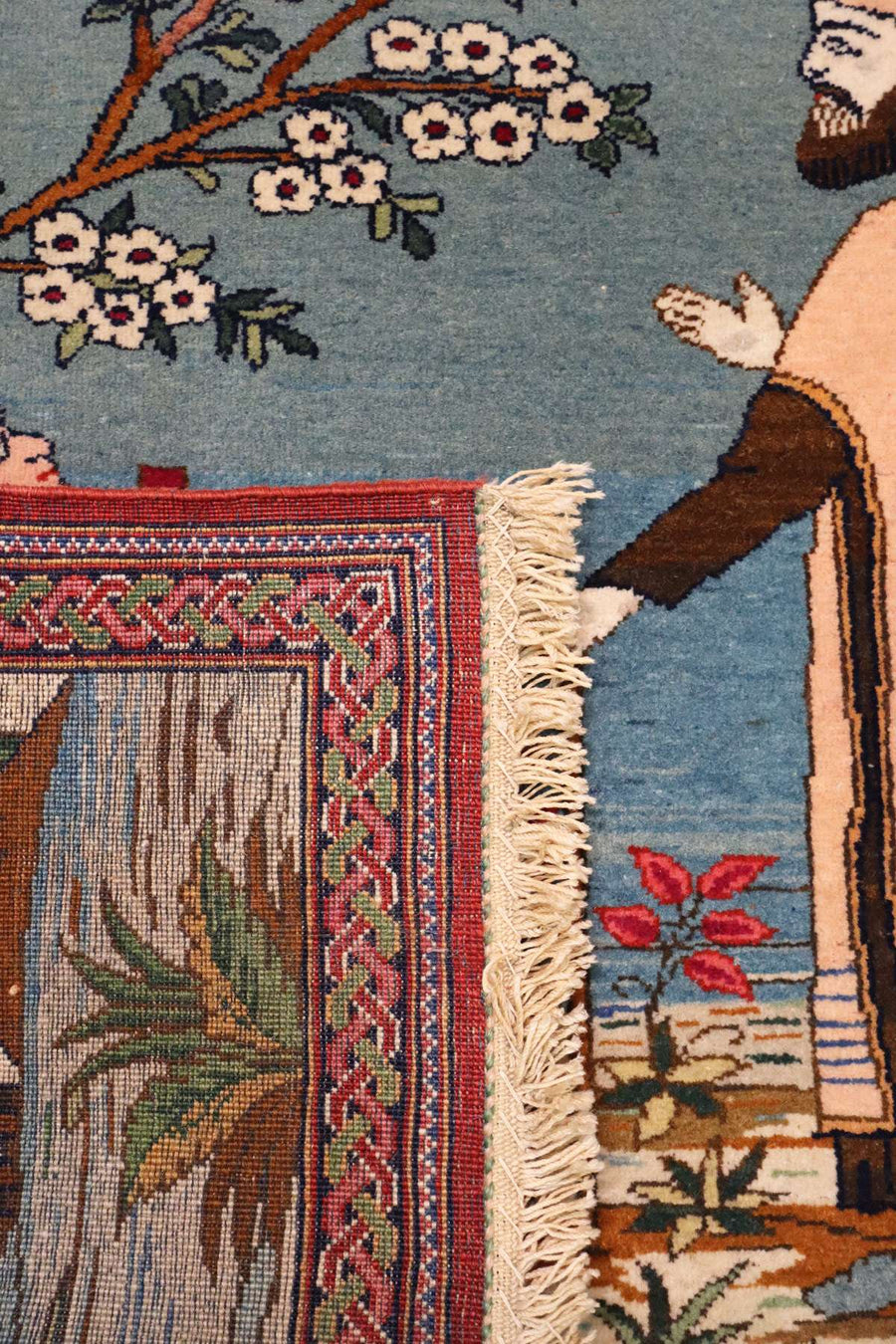 Pictorial Kashan Rug - Luxurious Wall Art - 0,78 x 0.9 m