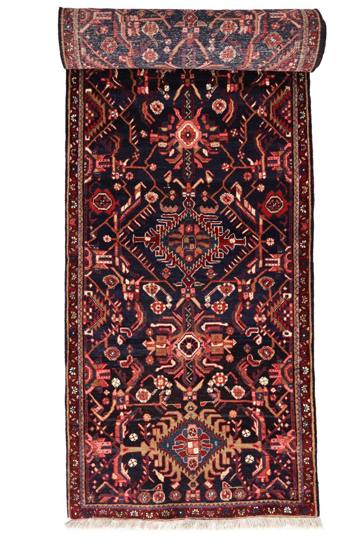 Vintage Heriz Runner Organic Dyed - 3.75 x 0.9 m