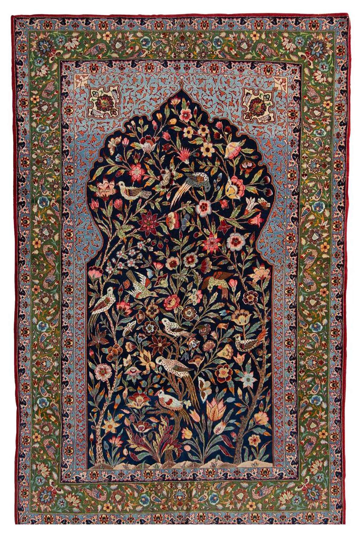 Persian Isfahan Rug - Fine Bird & Flower Motifs