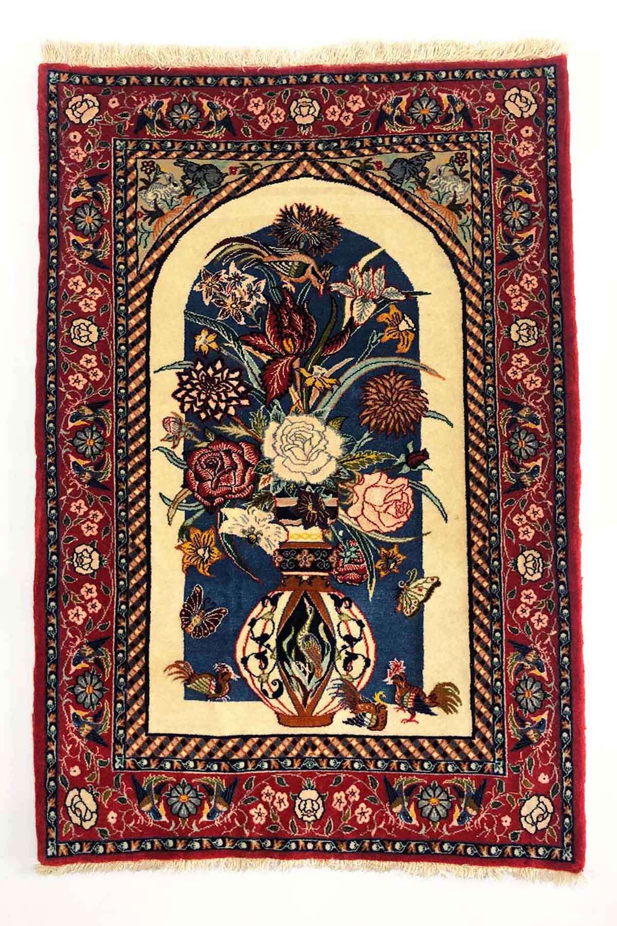 Vintage Isfahan Rug Vase Design - 1.05 x 0.68 m