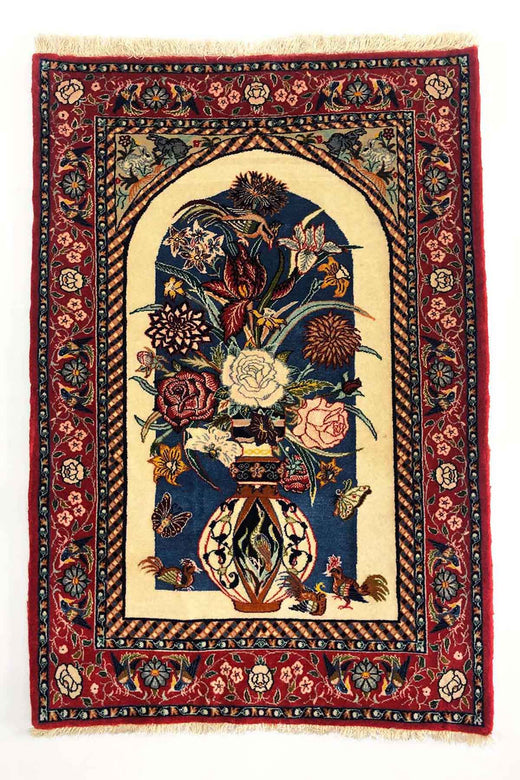 Vintage Isfahan Rug Vase Design - 1.05 x 0.68 m