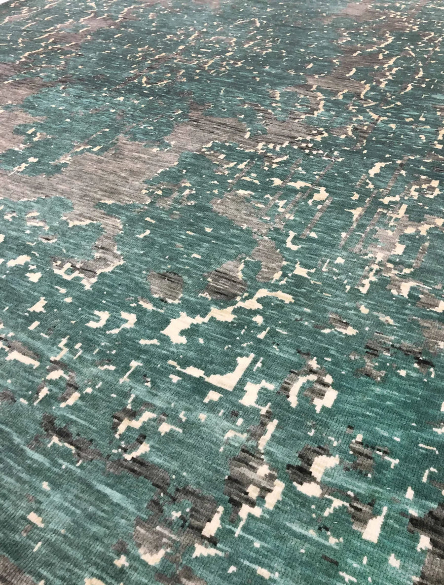 Designer Modern Wool Rug Turquoise - 2.42 x 1.69 m