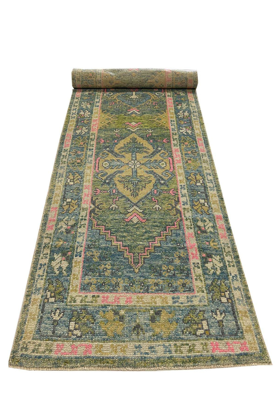 Contemporary Oushak Runner - 3.75 x 0.95 m