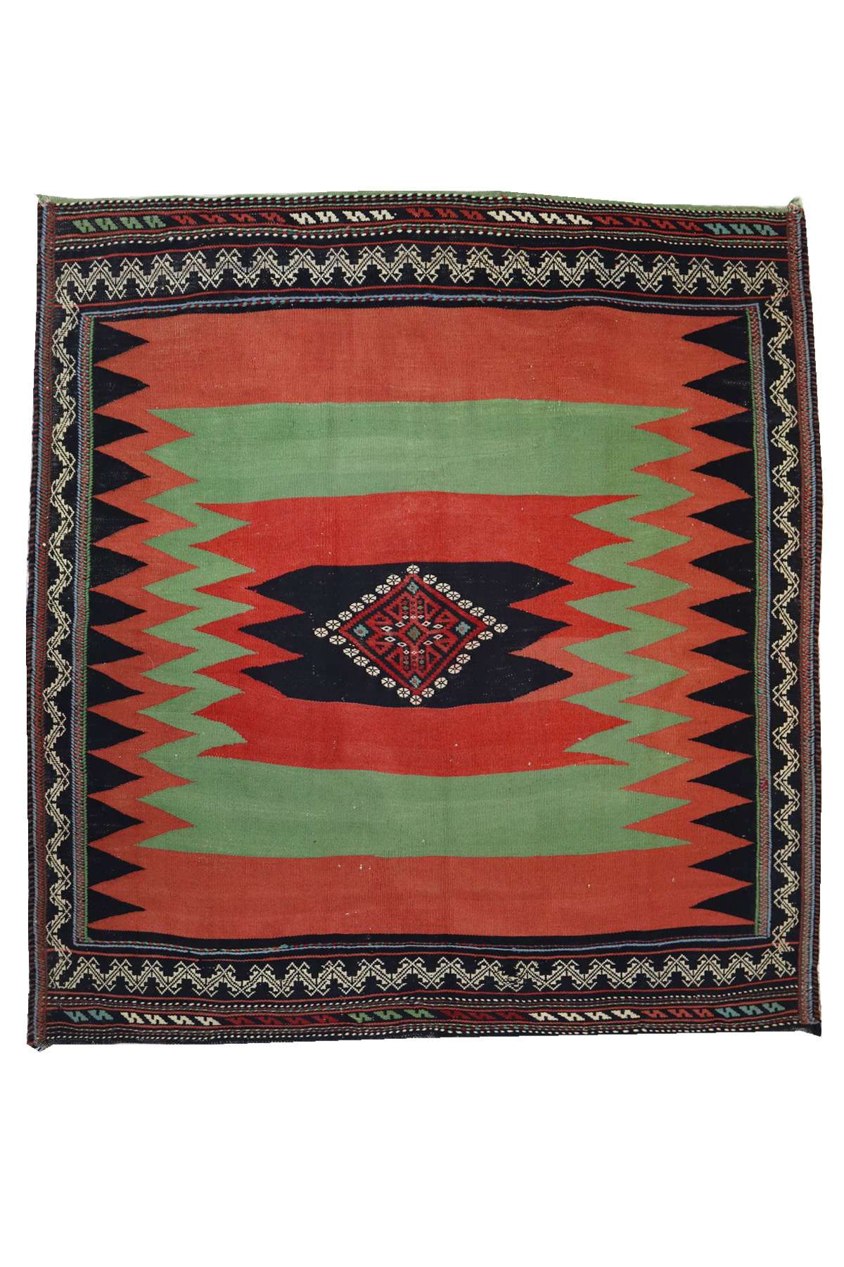 Vintage Afshar Sofreh - Persian Flat-Weave Rug - 1.4 x 1.31 m