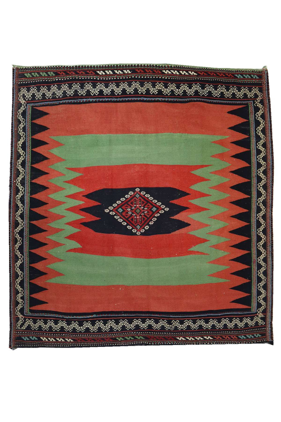 Vintage Afshar Sofreh - Persian Flat-Weave Rug - 1.4 x 1.31 m