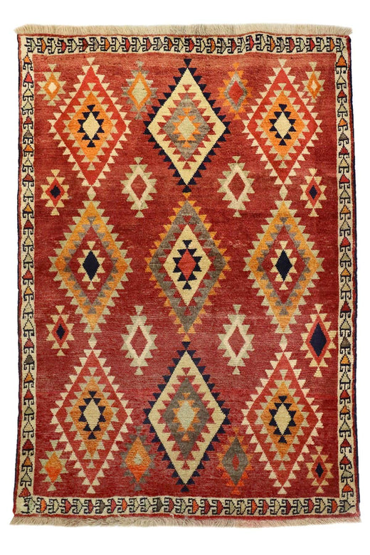 Retro Qashqai Gabbeh Rug - 1.55×1.17 m
