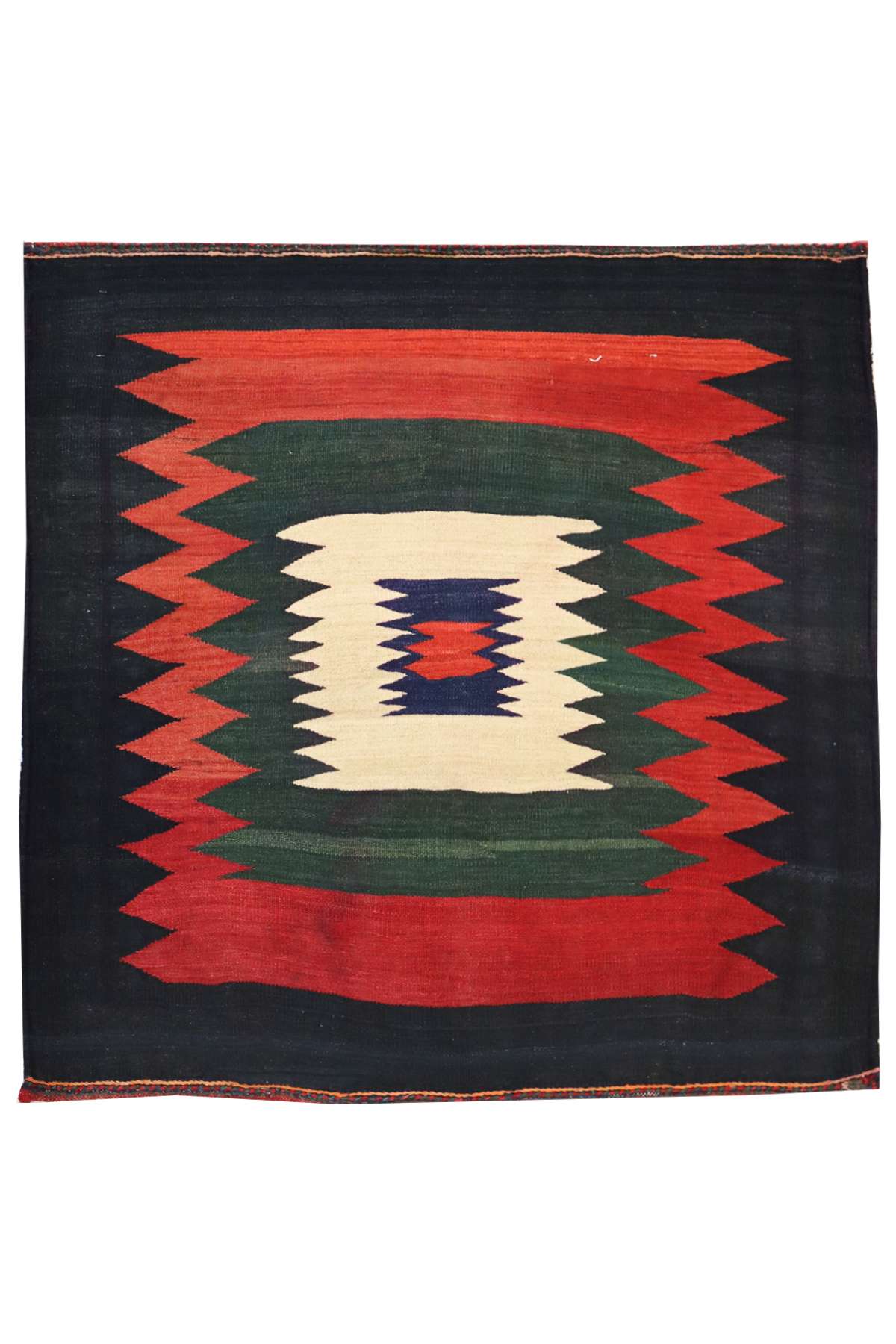 Collectible Afshar Sofreh - Persian Flat-Weave Rug - 1.1 x 1.1 m