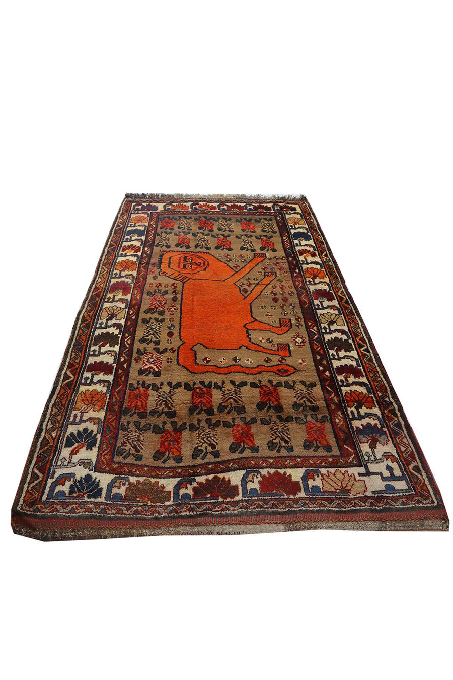 Shiraz Qashqai - Pictorial Lion Rug - 2.25 X 1.3 m
