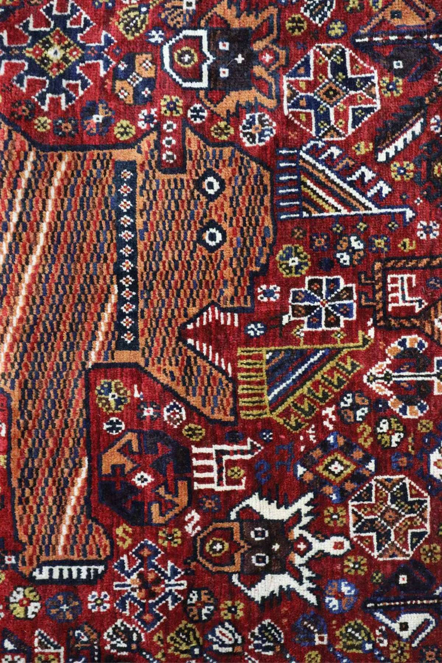 Qashqai Vintage Lion Rug - 2.15×1.35 m