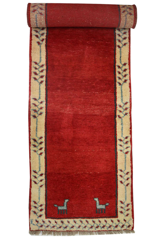 Hand-knotted Gabbeh Runner - Minimalistic Design - 3 x 0.9 m