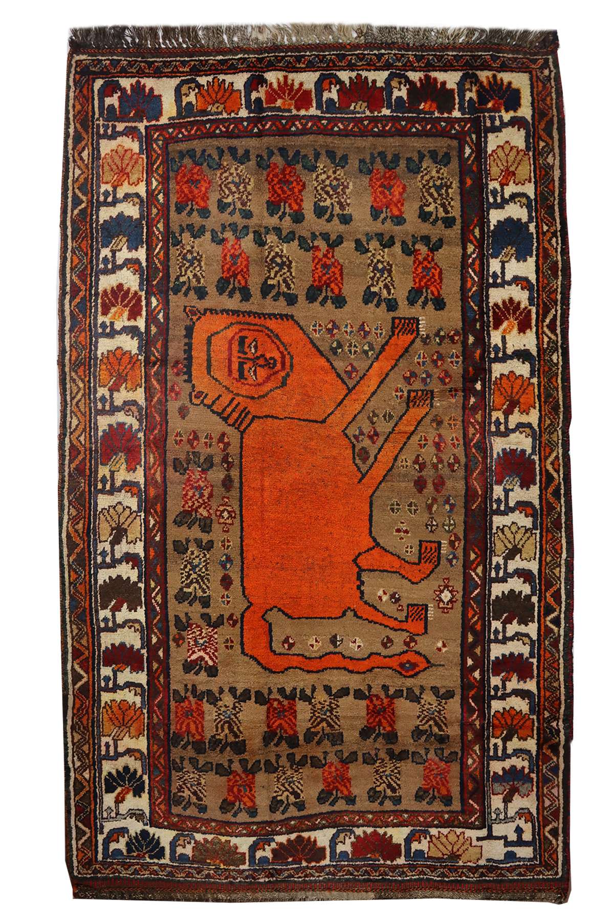 Shiraz Qashqai - Pictorial Lion Rug - 2.25 X 1.3 m