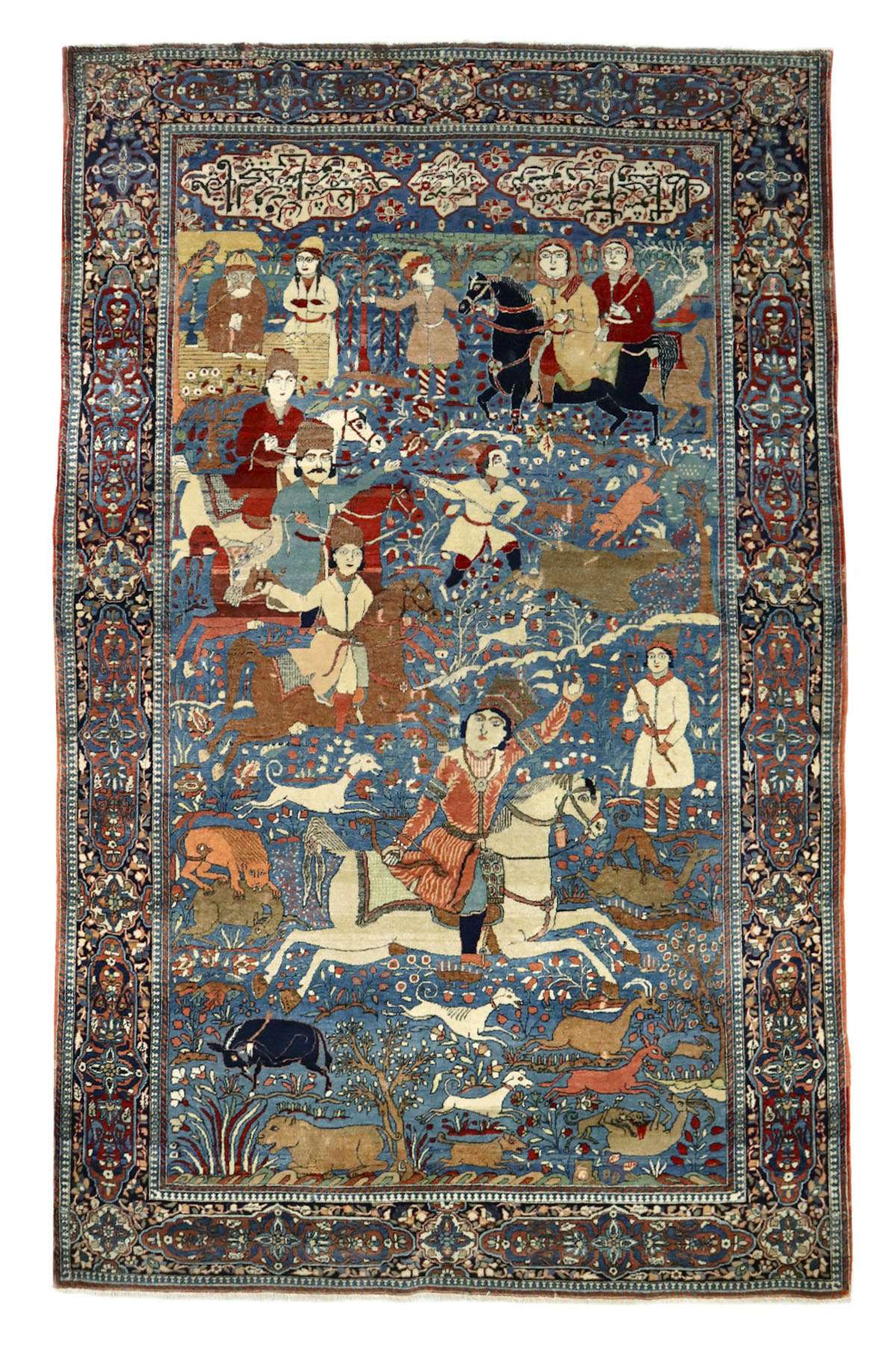 Persian Pictorial Rug - “Hunting Scene” - 1.26 x 2.05 m