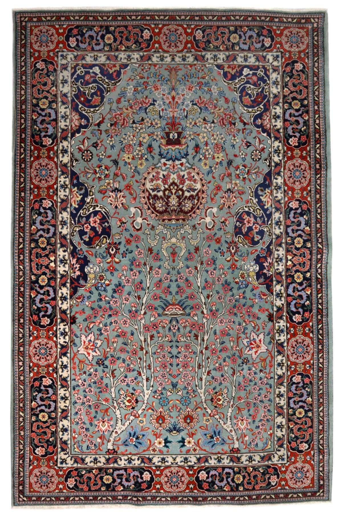 Pistachio Tabriz Rug - Exquisite Vase Design - 2.08 x 1.35 m