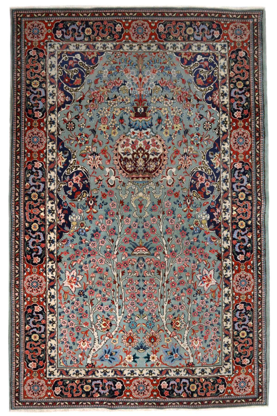 Pistachio Tabriz Rug - Exquisite Vase Design - 2.08 x 1.35 m