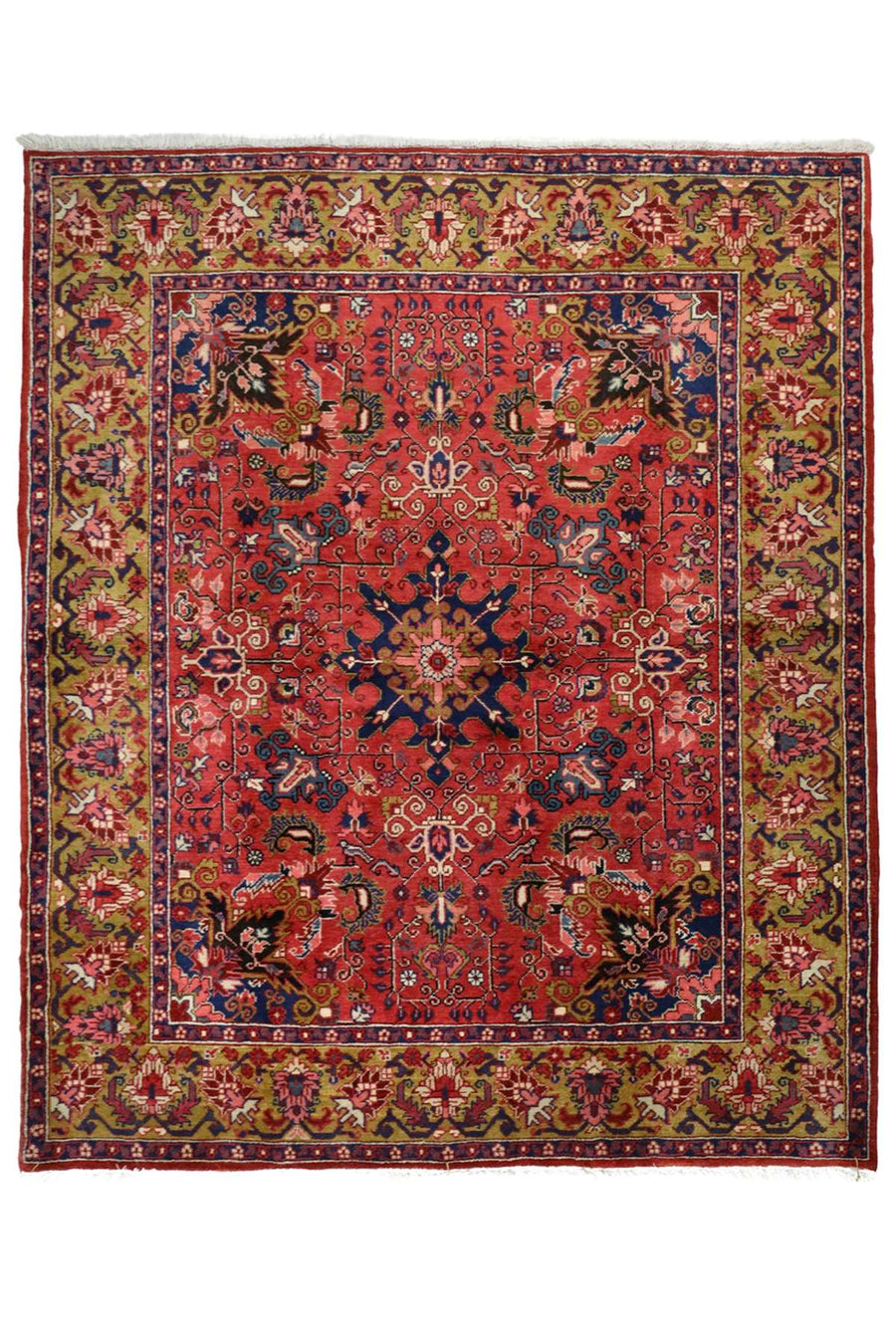 Persian Tribal Rug - Mustard & Coral Tones - 2 x 1.5 m