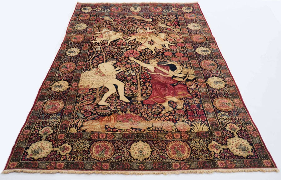 Antique Kerman Rug - Pictorial Persian Rug - Soor e Israfil