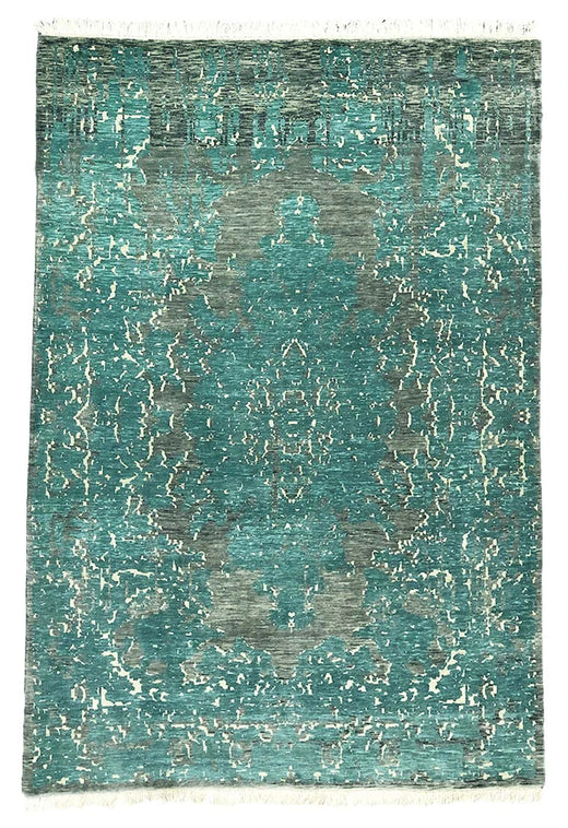 Designer Modern Wool Rug Turquoise - 2.42 x 1.69 m