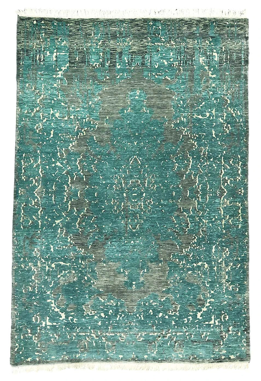 Designer Modern Wool Rug Turquoise - 2.42 x 1.69 m