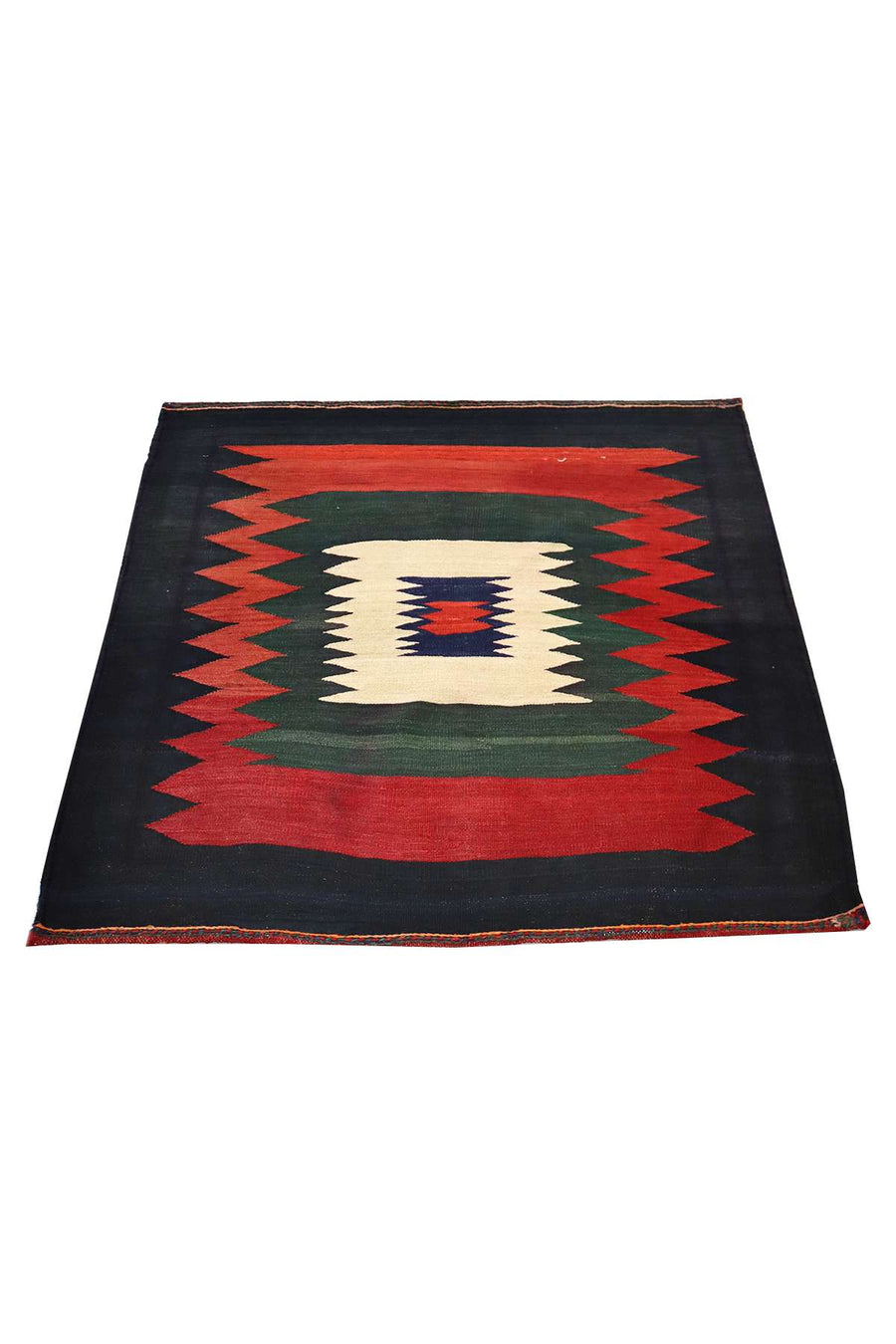 Collectible Afshar Sofreh - Persian Flat-Weave Rug - 1.1 x 1.1 m