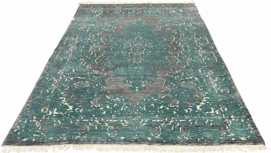 Designer Modern Wool Rug Turquoise - 2.42 x 1.69 m