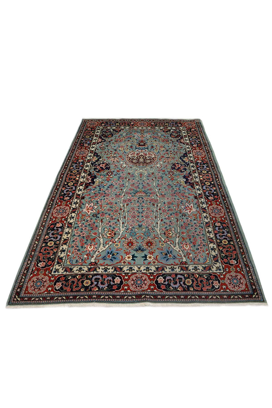 Pistachio Tabriz Rug - Exquisite Vase Design - 2.08 x 1.35 m