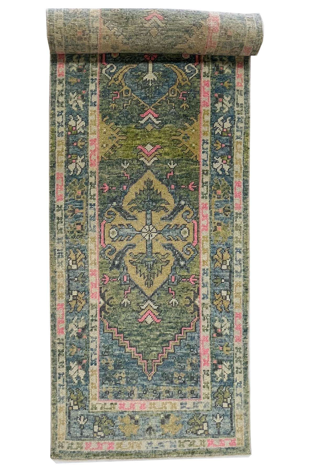 Contemporary Oushak Runner - 3.75 x 0.95 m