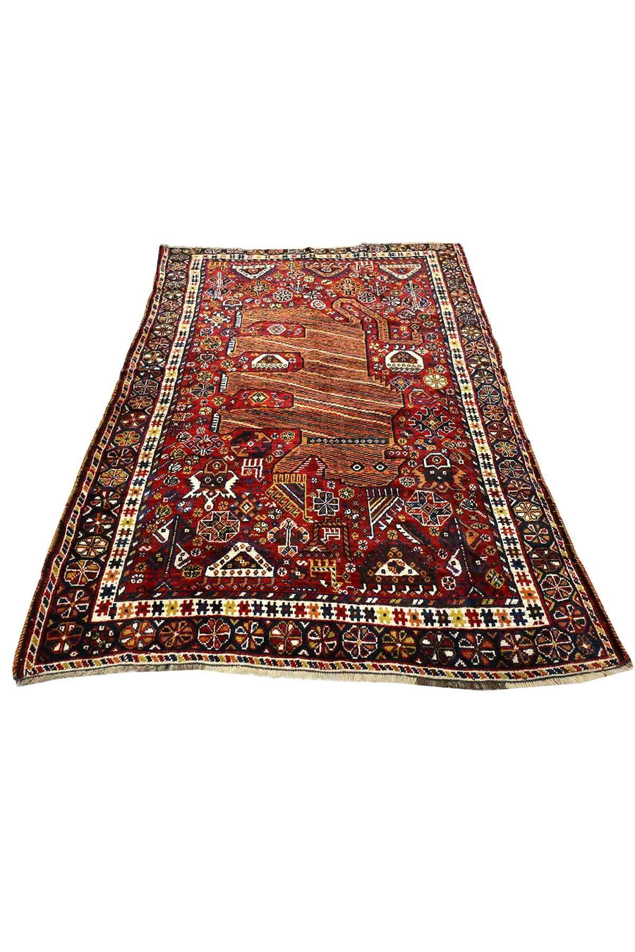 Qashqai Vintage Lion Rug - 2.15×1.35 m