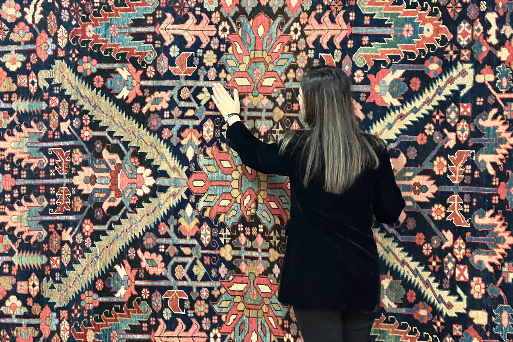 GHAALI showroom moment with a handwoven rug